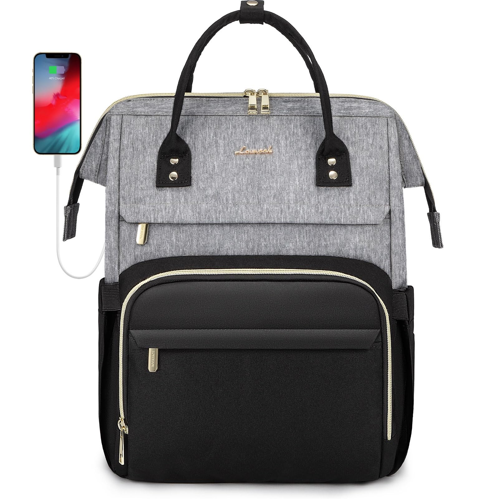 LOVEVOOK Laptop Backpack for Women Fashion Business 17 Inch, A Grey Black