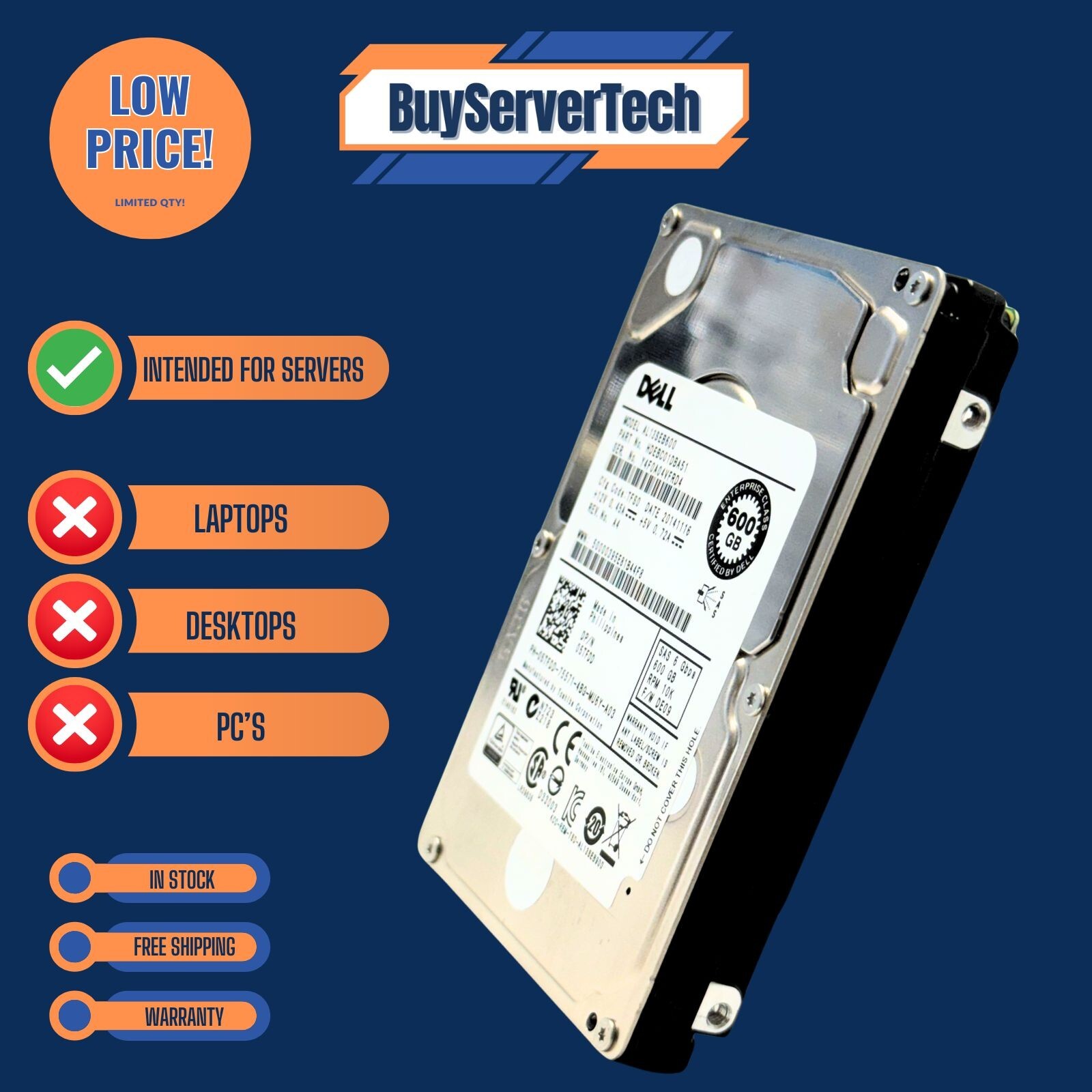 Dell 05TFDD  600GB 10K RPM 6G 2.5" SAS SFF  5TFDD Enterprise HDD | New