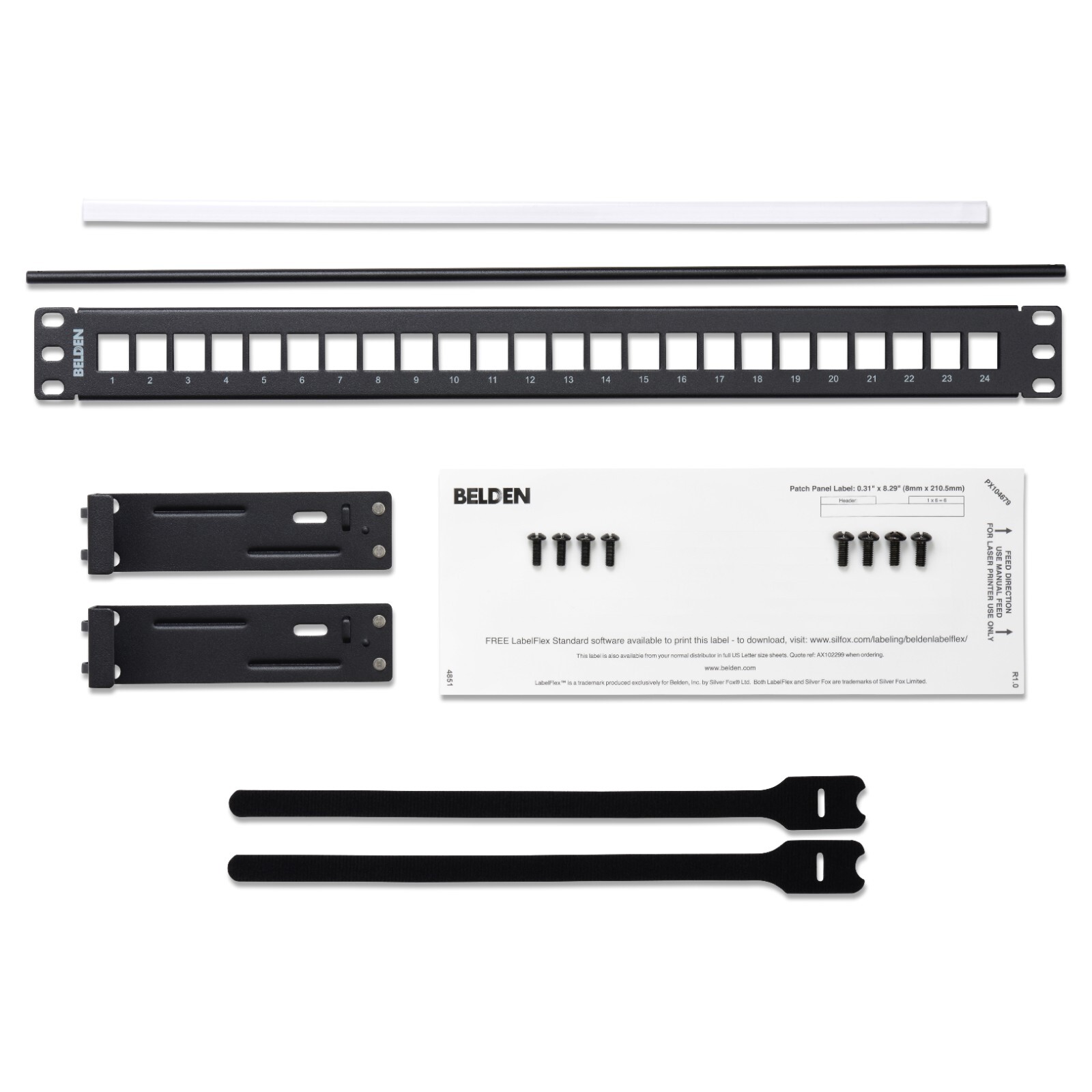 Belden AX103114 24-Port 1U Flat KeyConnect Patch Panel Black