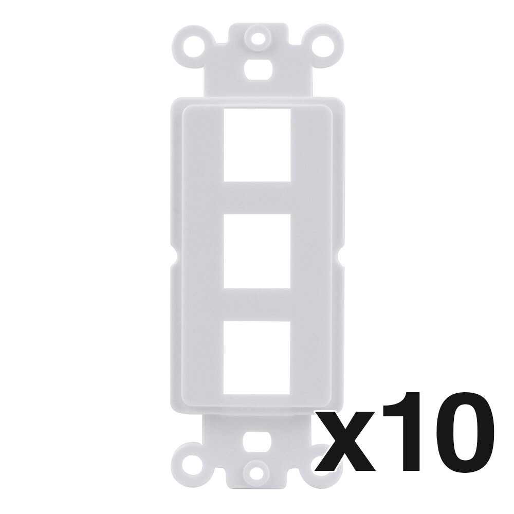 3-Port Single Gang Keystone Decora Style Insert Strap (10-Pack, White)