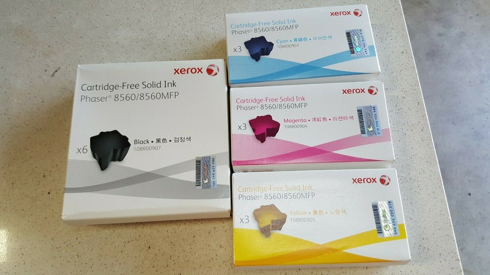 Full Set Genuine Xerox Phaser 8560/8560MFP Inks 108R00903/04/05/07 C/M/Y/BK BNIB