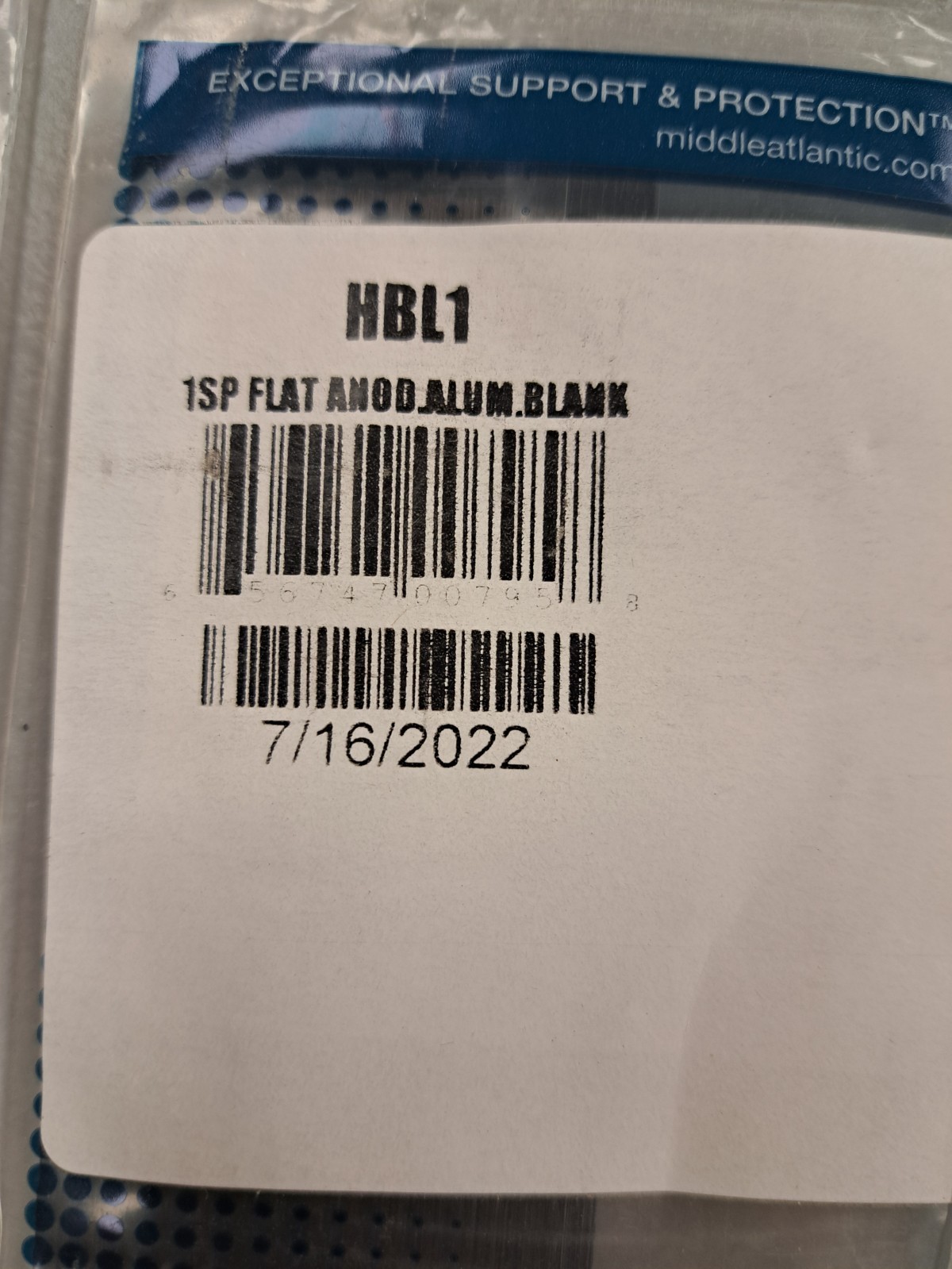 Middle Atlantic Rack HBL1 Flat Blank 