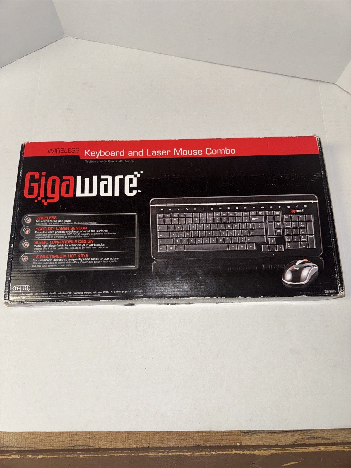 Gigaware (26-985) Black Wireless Keyboard & Laser Mouse Combo w/ Laser Sensor 