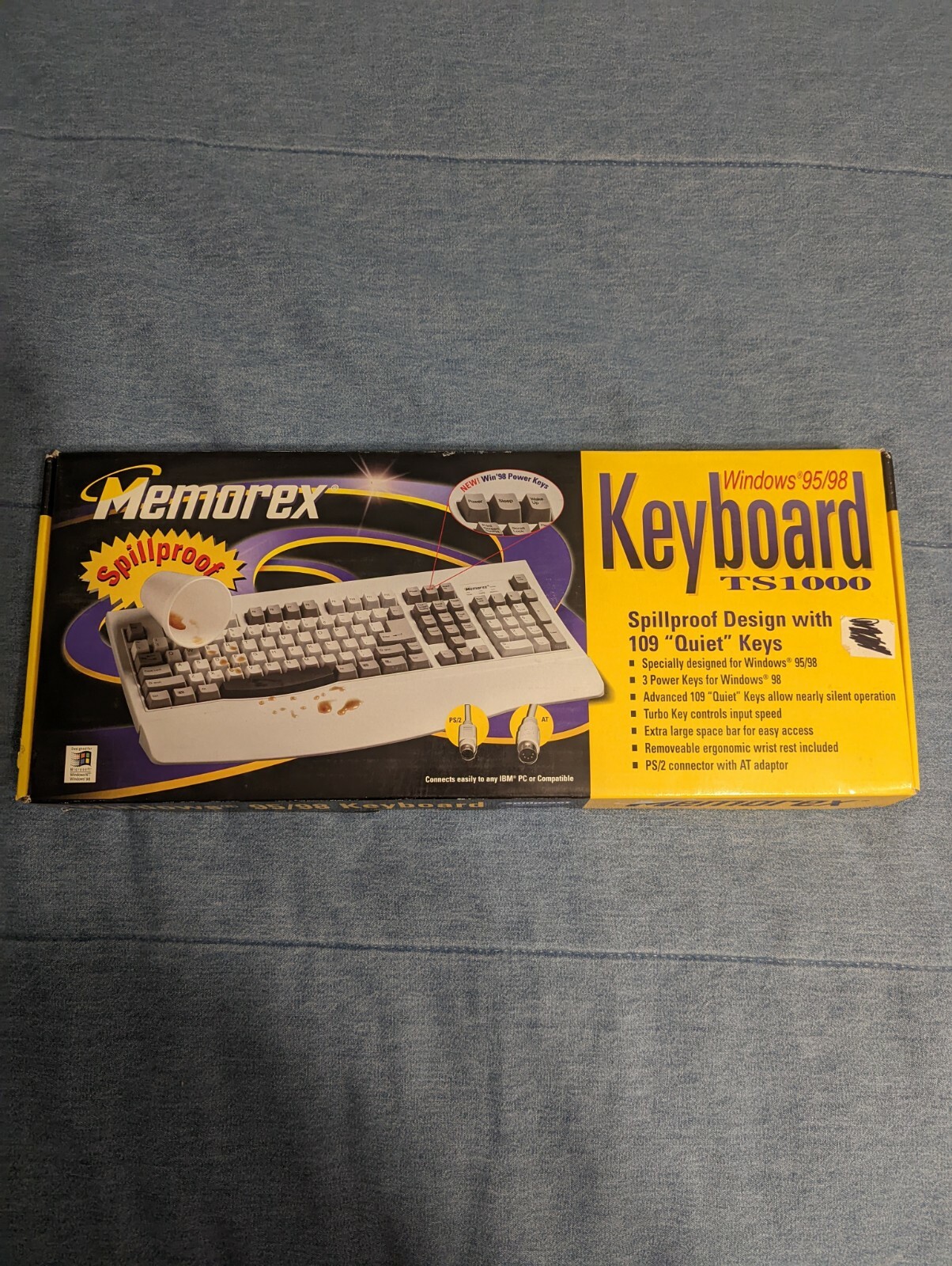 Vintage Memorex Windows 95/98 Keyboard TS1000 Spillproof 109 Quiet Keys New Box