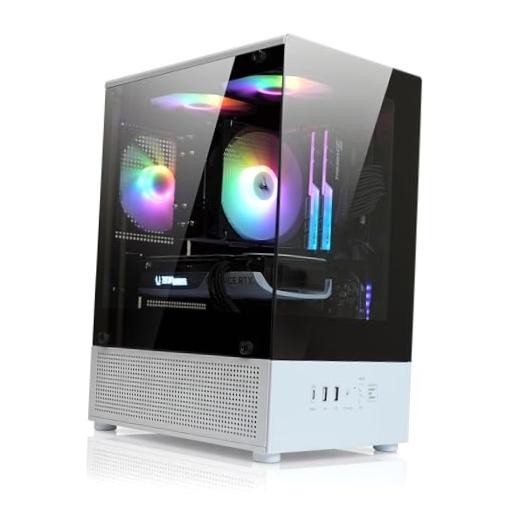 CUBIX-G Micro-ATX MATX Compact Mini Tower Gaming PC Case, BW Cubix-G Panda