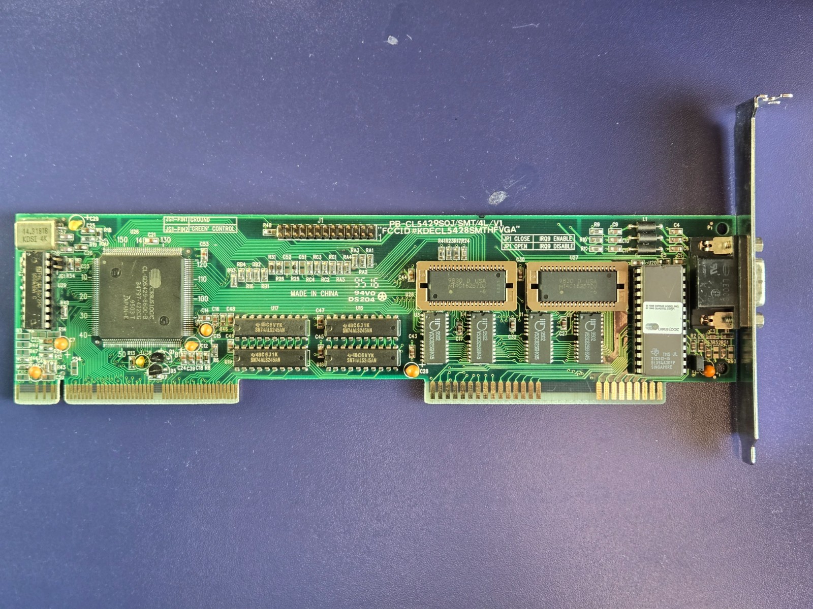 VLB Video Card, Cirrus Logic GD5429, 2MB (PB-CL5429SOJ/SMT) Vintage, Working