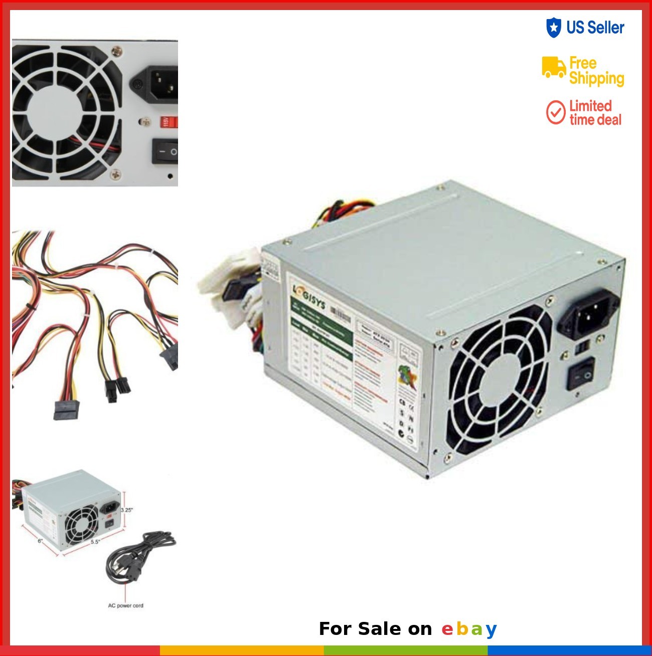 Computer Power Supply 480W ATX 20 24 Pin Dual Fan Overvoltage Protection