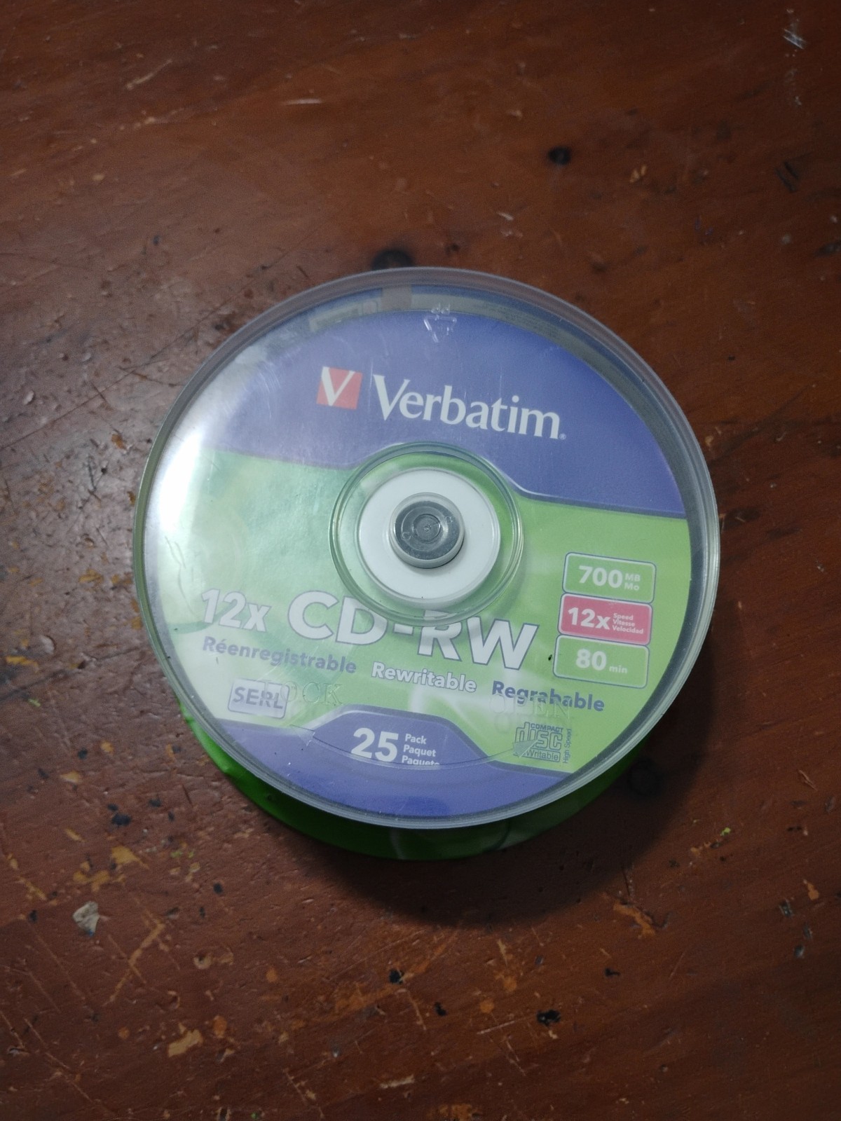 Verbatim CD-RW Discs 700MB/80min 4X/12X Spindle 25/Pk Brand New Not Opened 