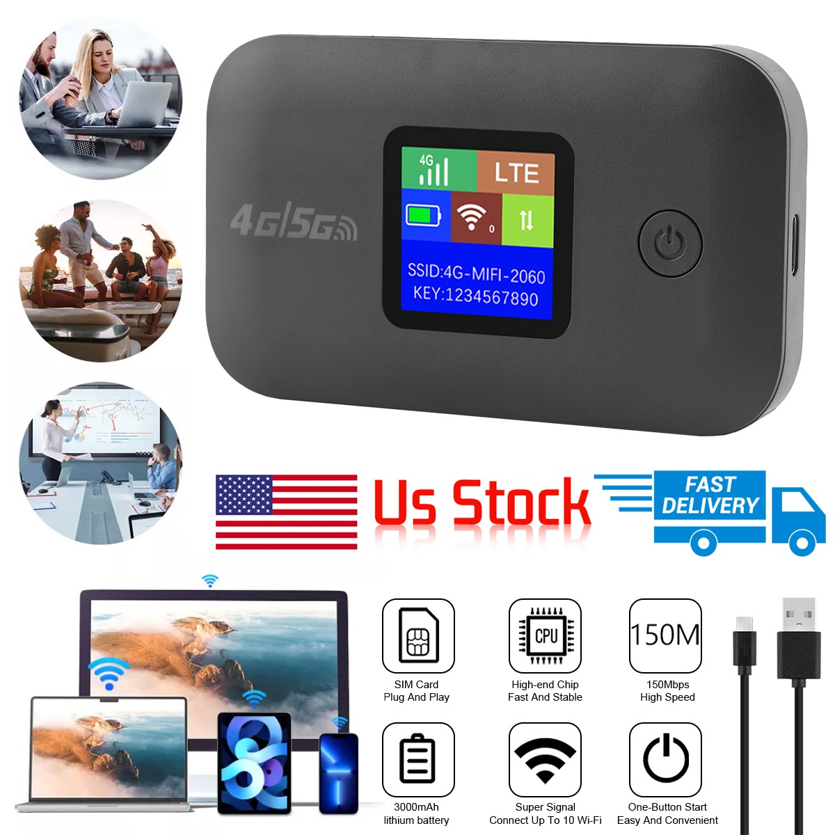 Wireless Mobile WIFI 5G 4G LTE Router Pocket Modem Mobile Wifi Hotspot 150Mbps