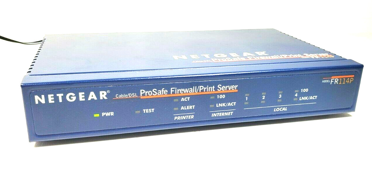 NETGEAR ProSafe FR114P Cable/DSL 4 Port Firewall Router + Print Server w/ Power