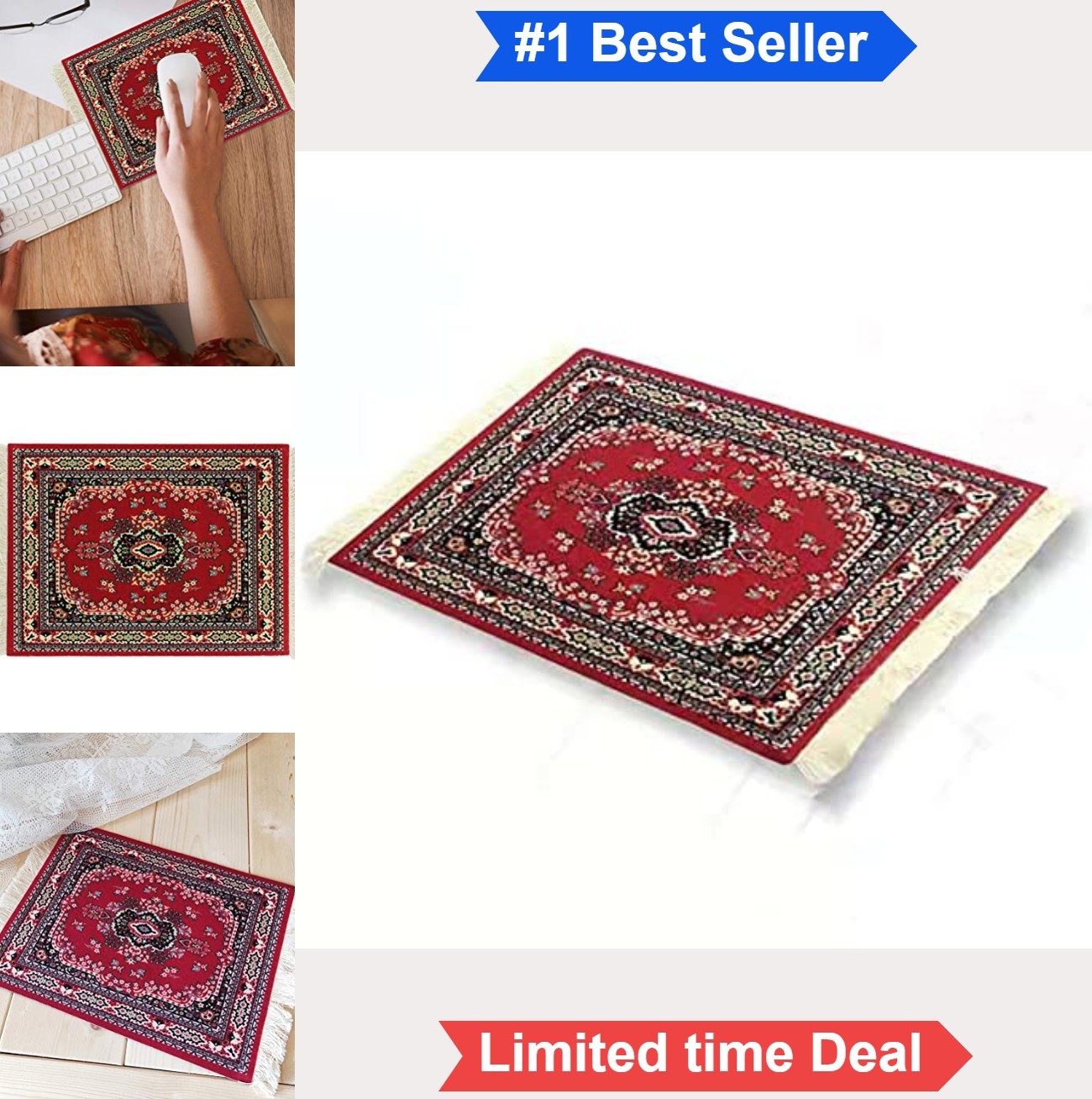 Mouse Pad Oriental Carpet Design Nylon Anti Slip Base 7 by 9 Inches Laptop