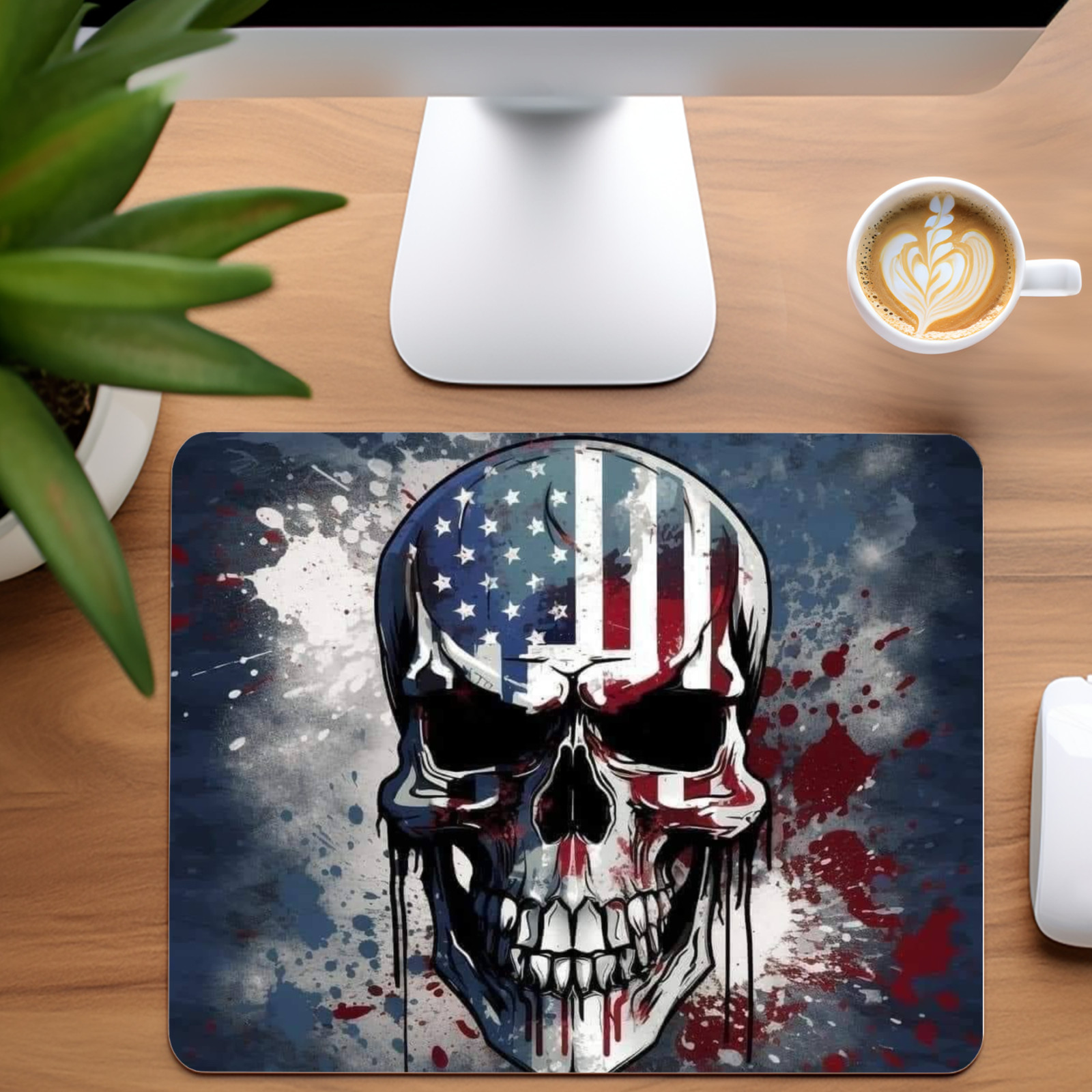 American Flag Skull Custom Mouse Pad #2