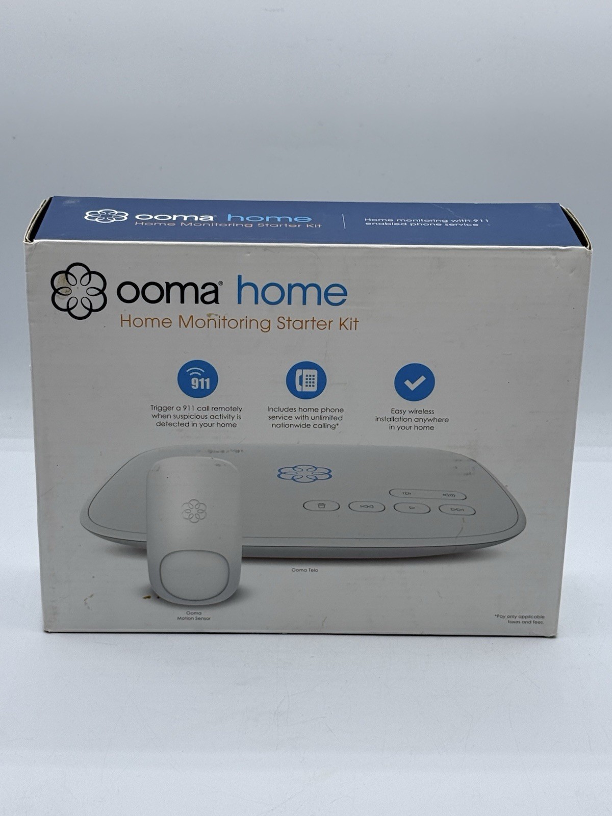 Ooma Telo Home Monitoring Starter Kit Phone Service W/sensor