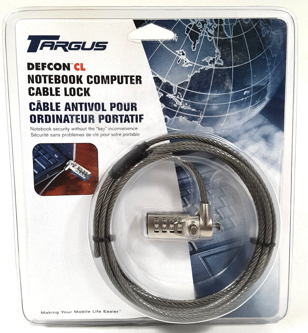 Targus DEFCON CL Notebook Computer Security Cable Lock Laptop Anti-Theft 6.5 Ft