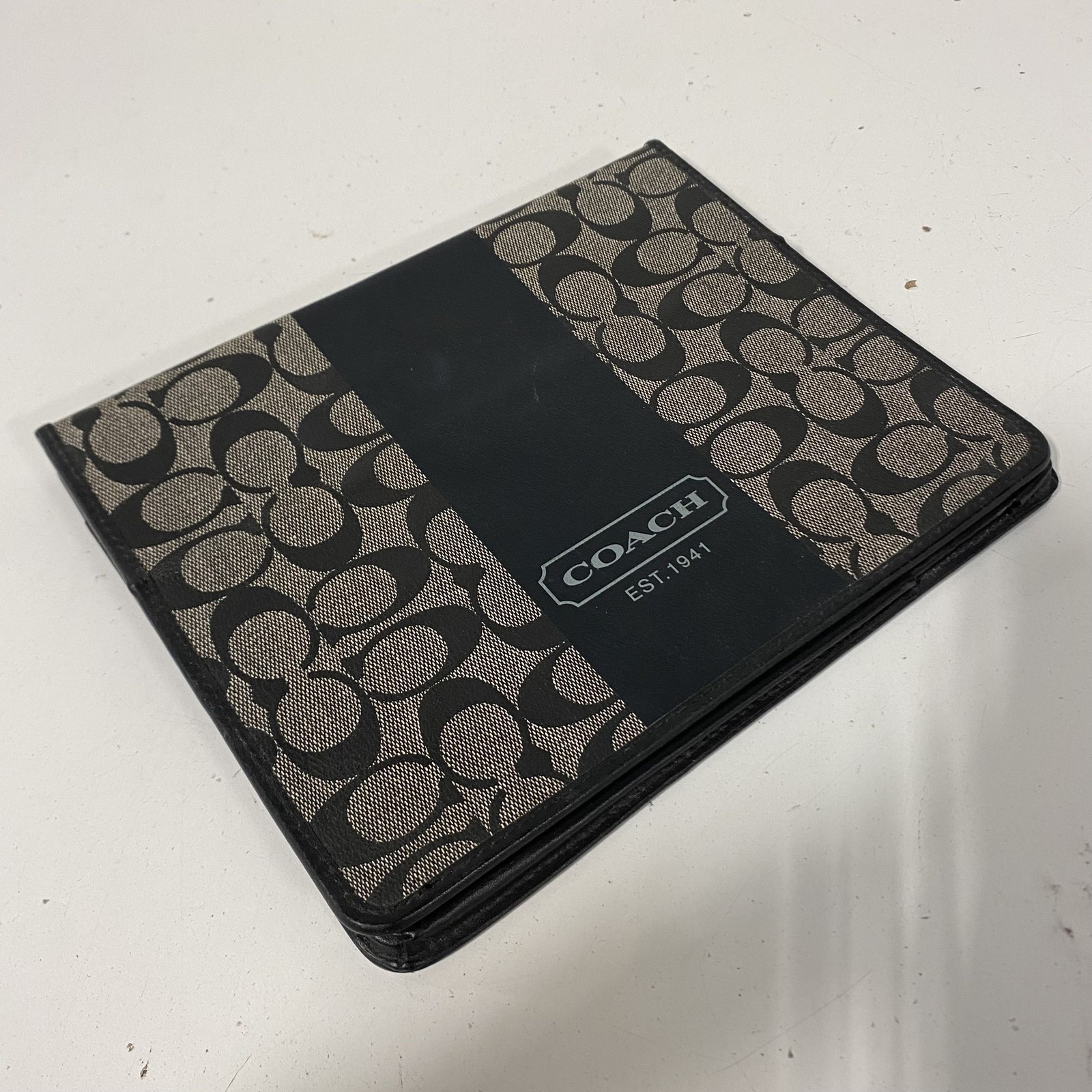Coach Black Gray Signature Canvas iPad Tablet Case Folio Cover