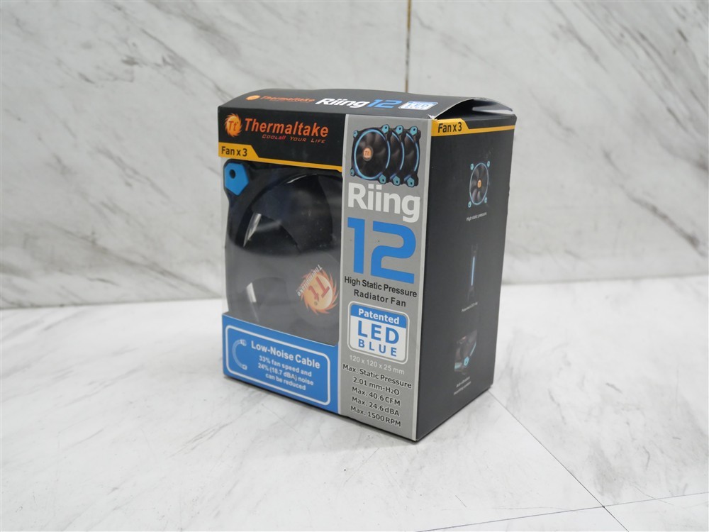 Thermaltake Riing 12 Blue LED High Static Pressure Radiator DC-Fans, 3-Pack NEW