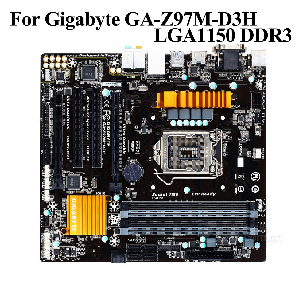 For Gigabyte GA-Z97M-D3H Z97 LGA1150 DDR3 Motherboard Test 100% VGA+DVI+