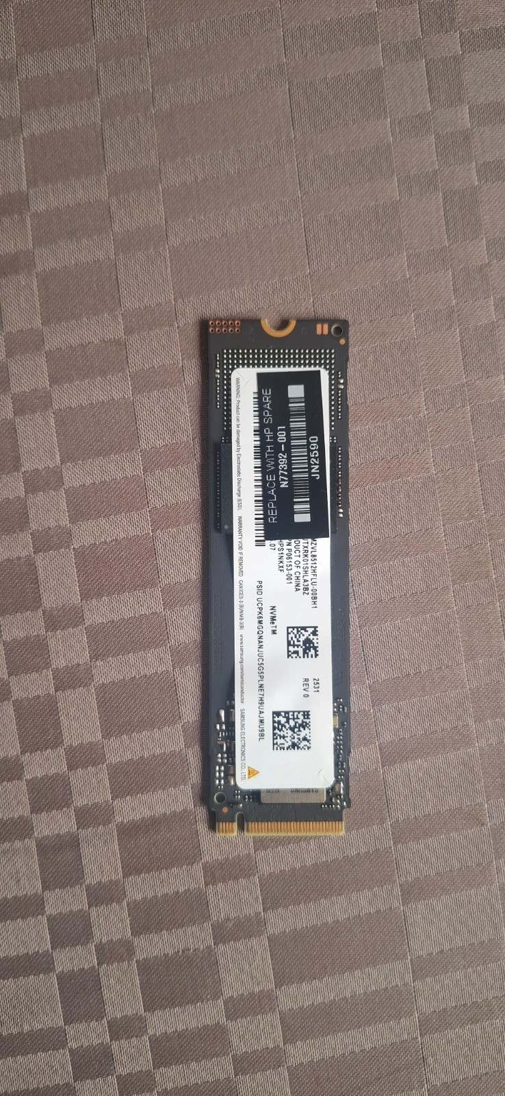 Samsung 512GB NVMe M.2 2280 PCIe SSD HP Spare N77392-001 OEM - Used