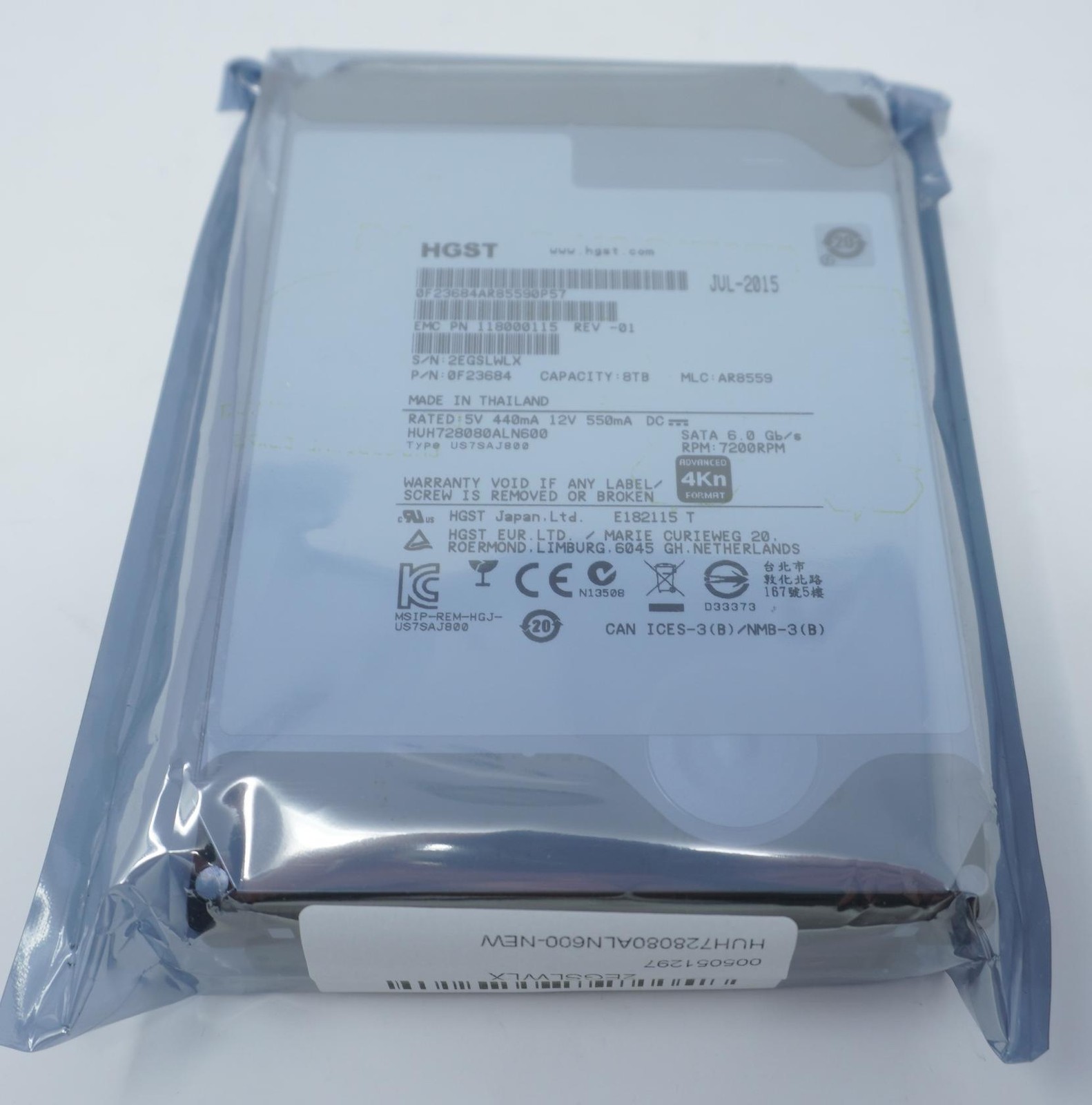 HGST HUH728080ALN600 He8 8TB 7200RPM 3.5 SATA 6Gb/s 4Kn HDD