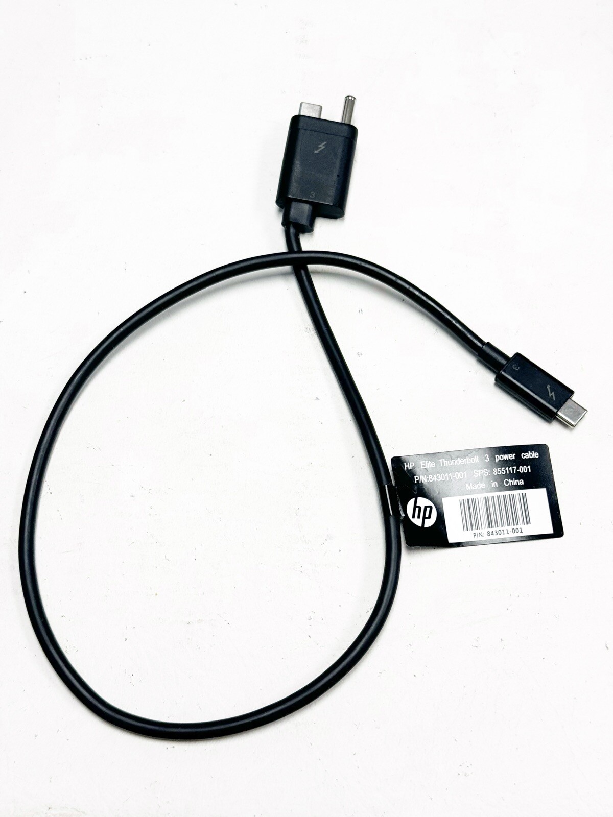 Genuine HP Thunderbolt 3 Cable AC+USB-C to USB-C P/N: 843011-001 - 