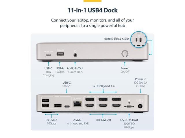 STARTECH TRIPLE-MONITOR USB4 DOCKING STATION 4K 60HZ HDMI OR -  SILVER