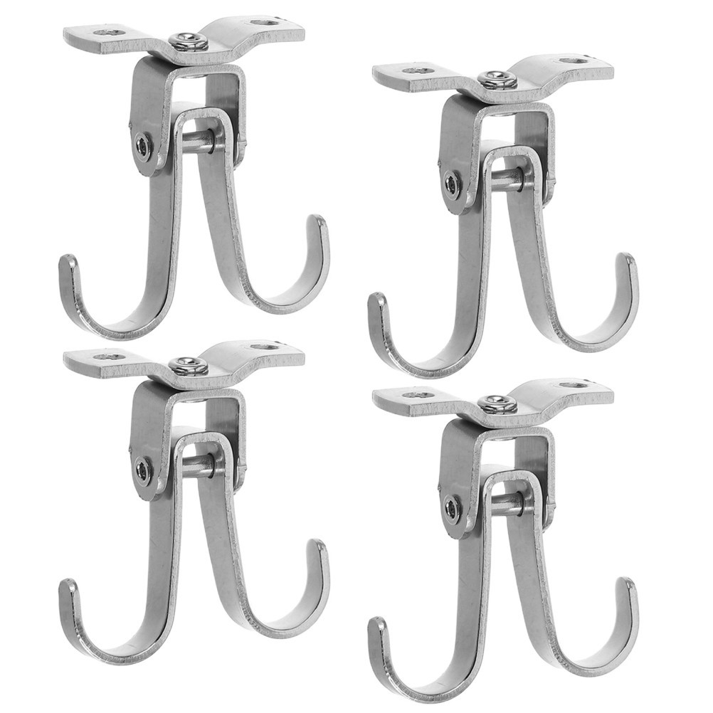 4Pcs Stainless Steel Reusable Ceiling Swivel Hooks Dual Prong Load Bearing