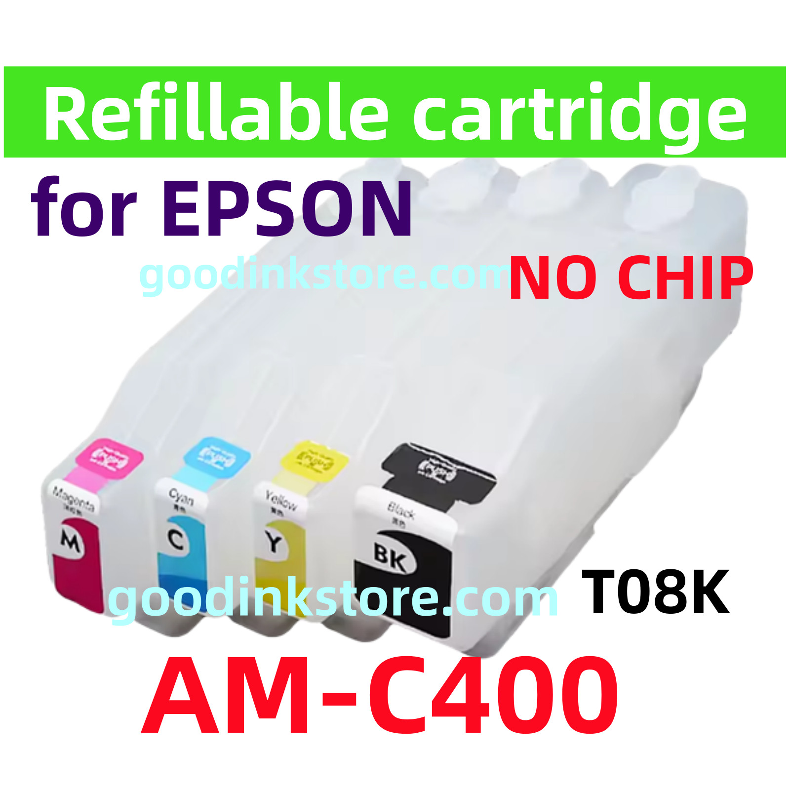 Empty Refillable Ink Cartridge WorkForce Enterprise AM-C400 Printer T08K no chip