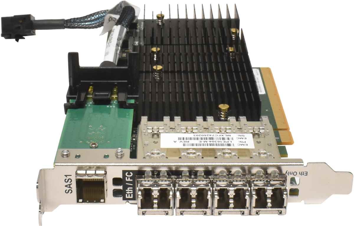 EMC Emulex LightPulse LPE16304-M-E 4-Port SFP+ 10/16GB FC Adapter LP + 4x GBICs