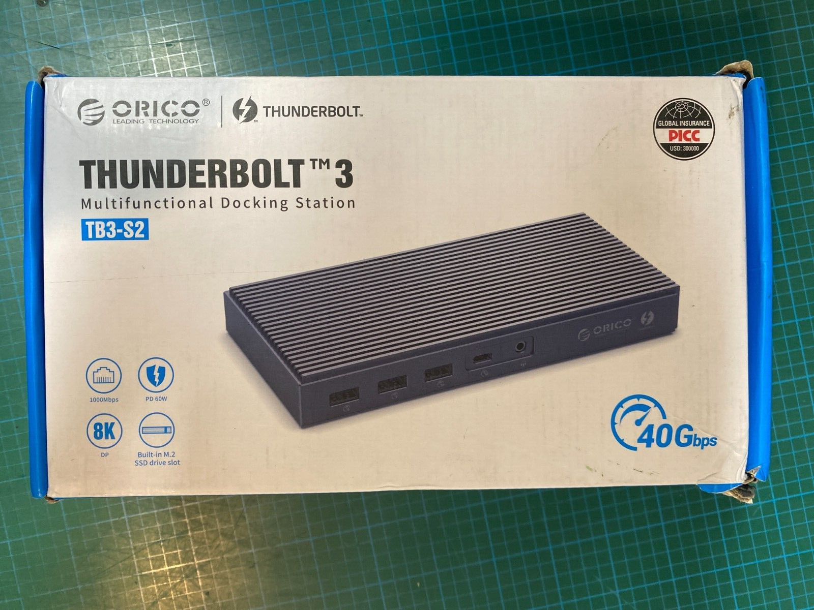 ORICO 2 Bay Thunderbolt 3 HUB M.2 NVMe/NGFF USB-C Docking Station 8K@60Hz DP1.4
