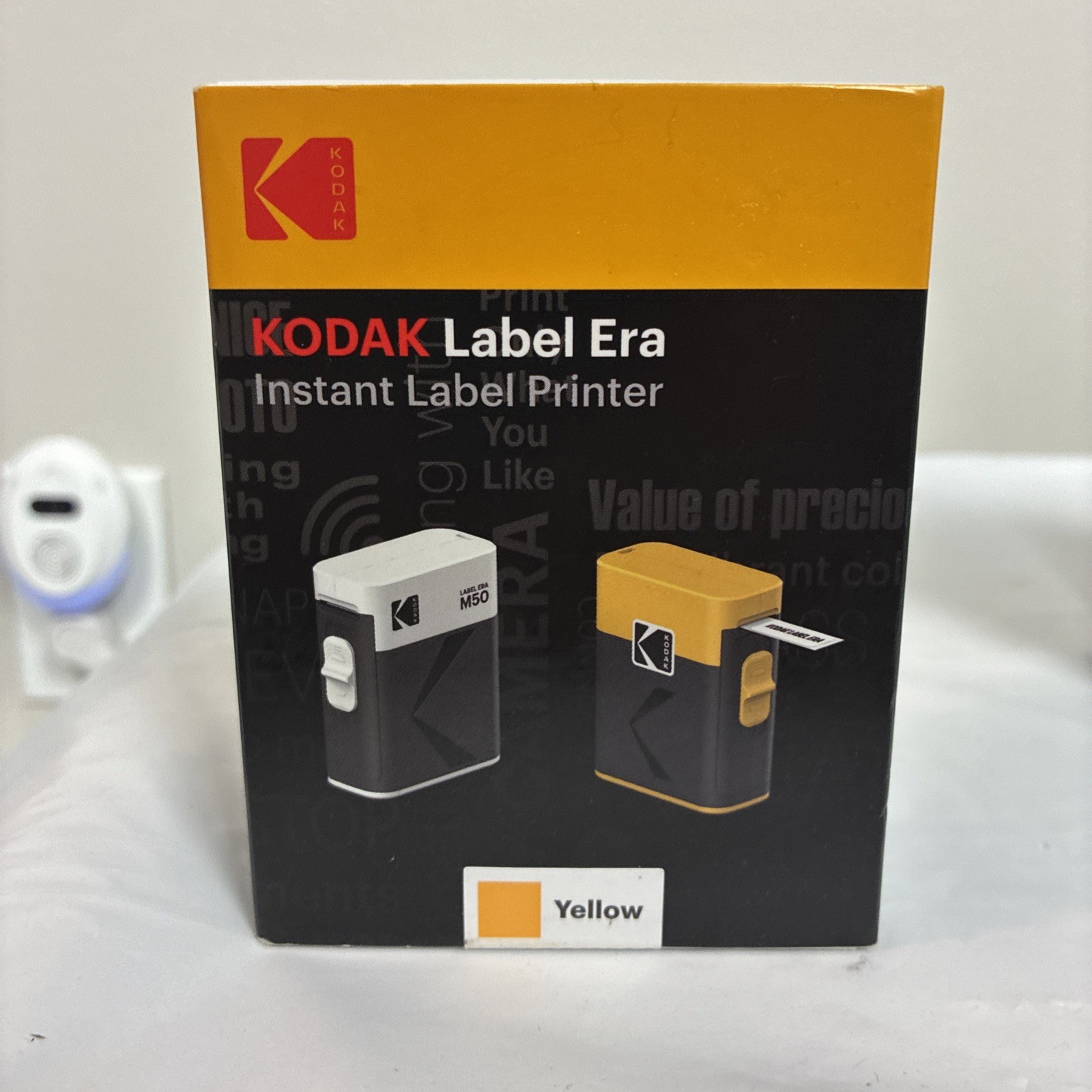 KODAK Label Era Instant Label Printer M50 Yellow. New In-box Label Roll Included