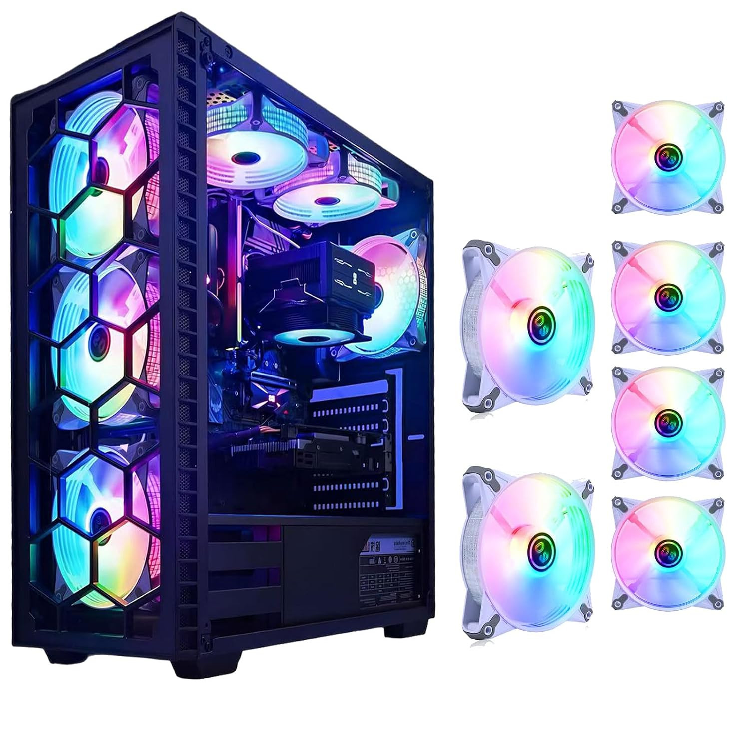 DS Static RGB LED 120MM White Case Fan for PC Cases, CPU Coolers, Radiators Syst