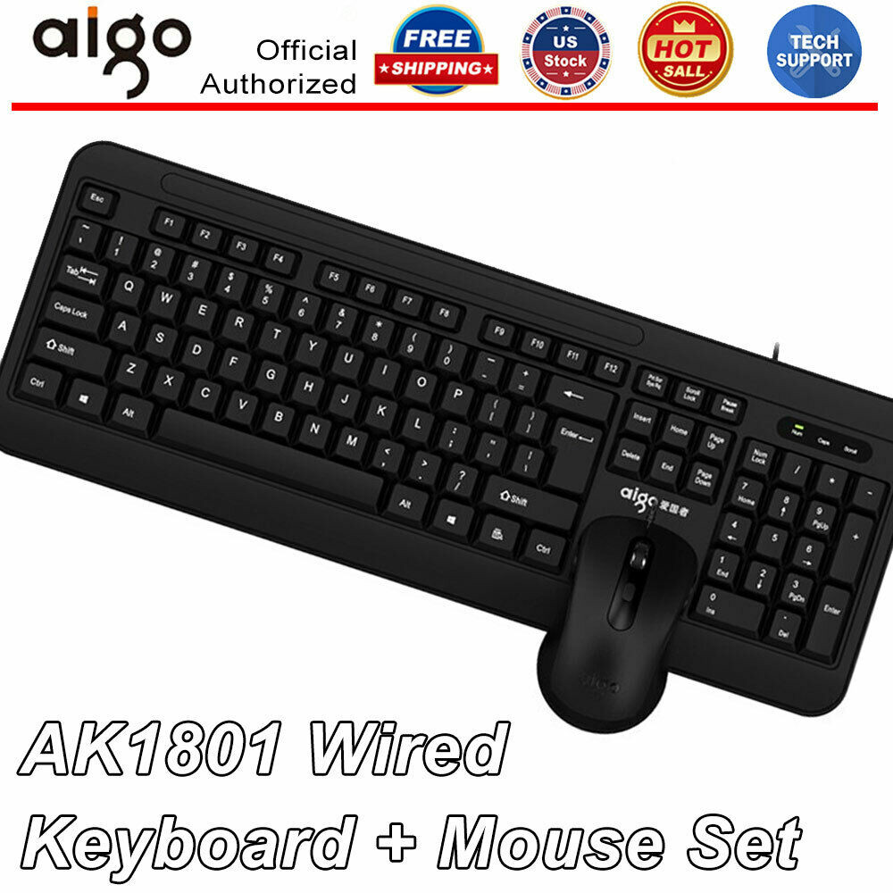 For Windows/MAC AK1801 Wired 104 Keys Keyboard & 4800 DPI Mouse Combo Silent