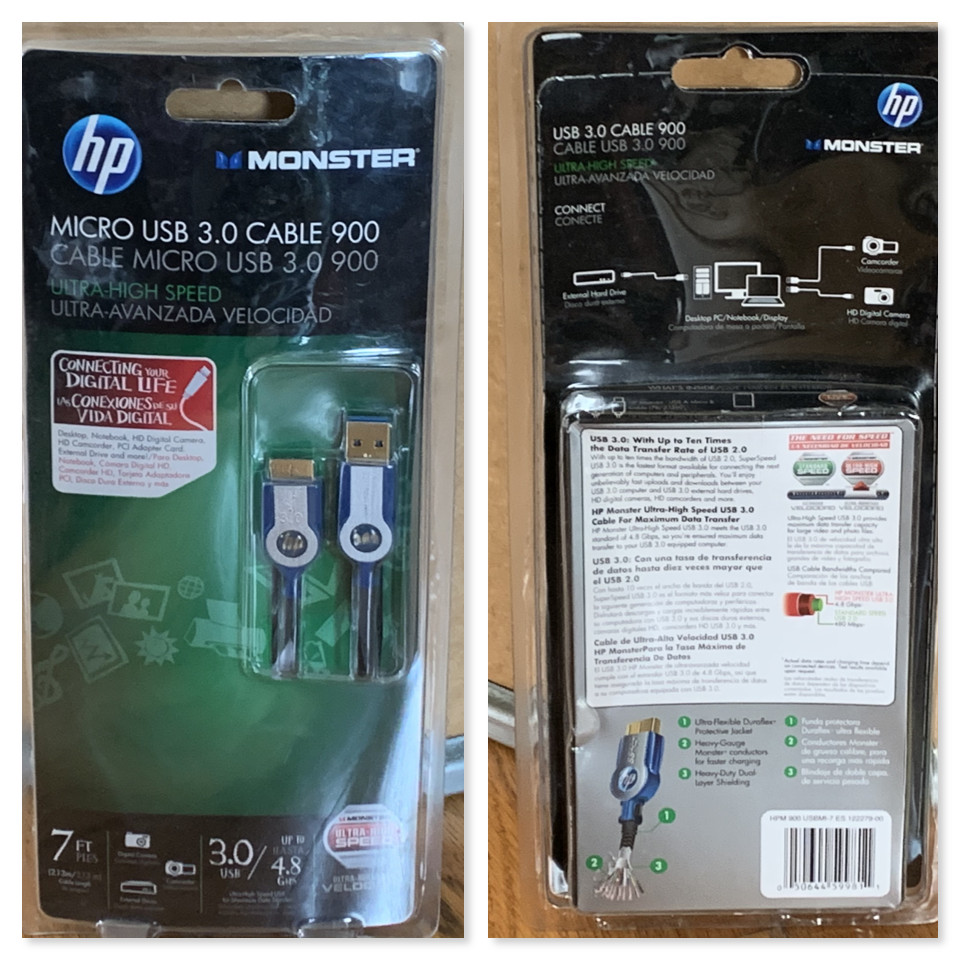  HP Monster Micro USB 3.0 Cable 900 Brand New In Package