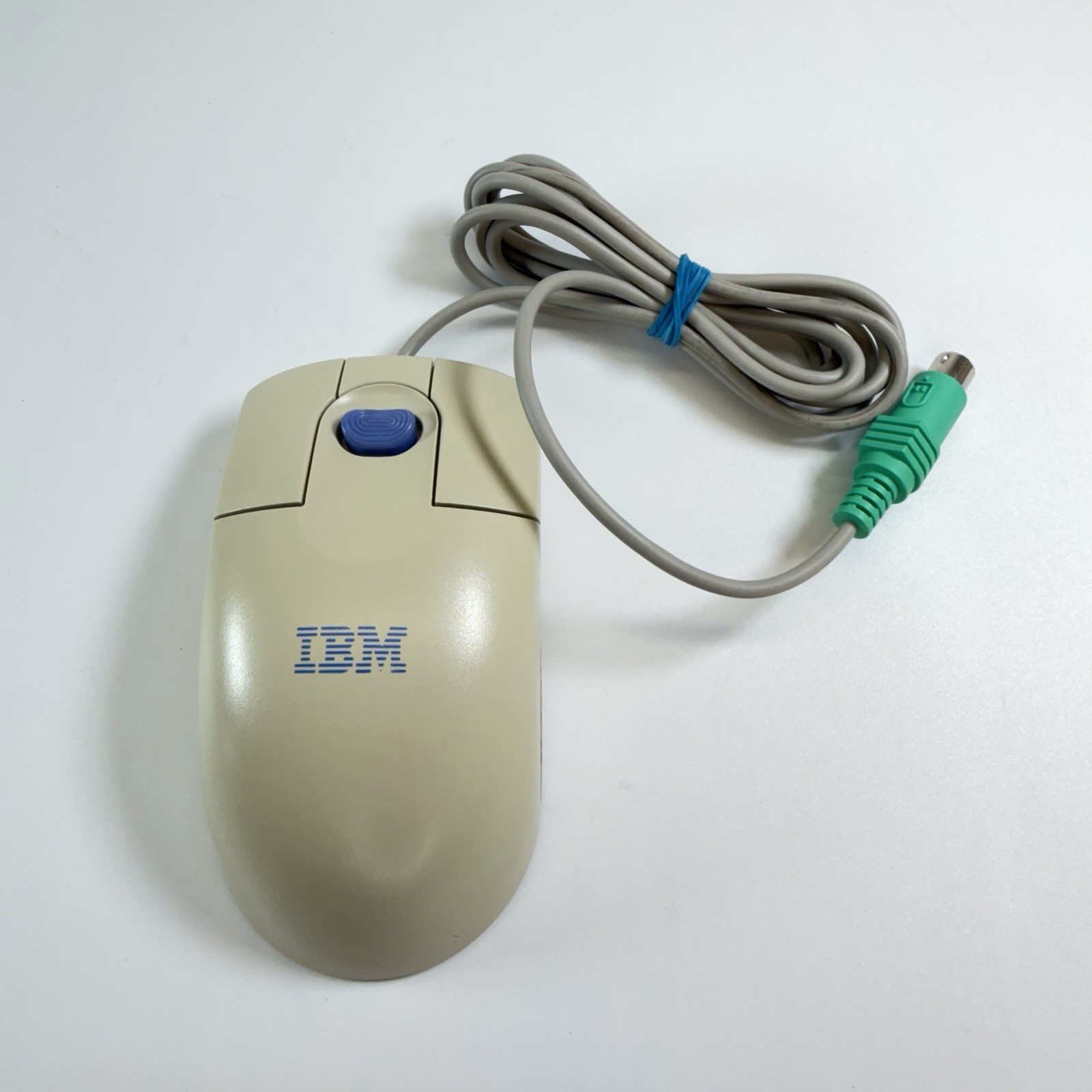 Vintage IBM Mouse MO09K PS/2 ScrollPoint II Ball Retro PC Tan
