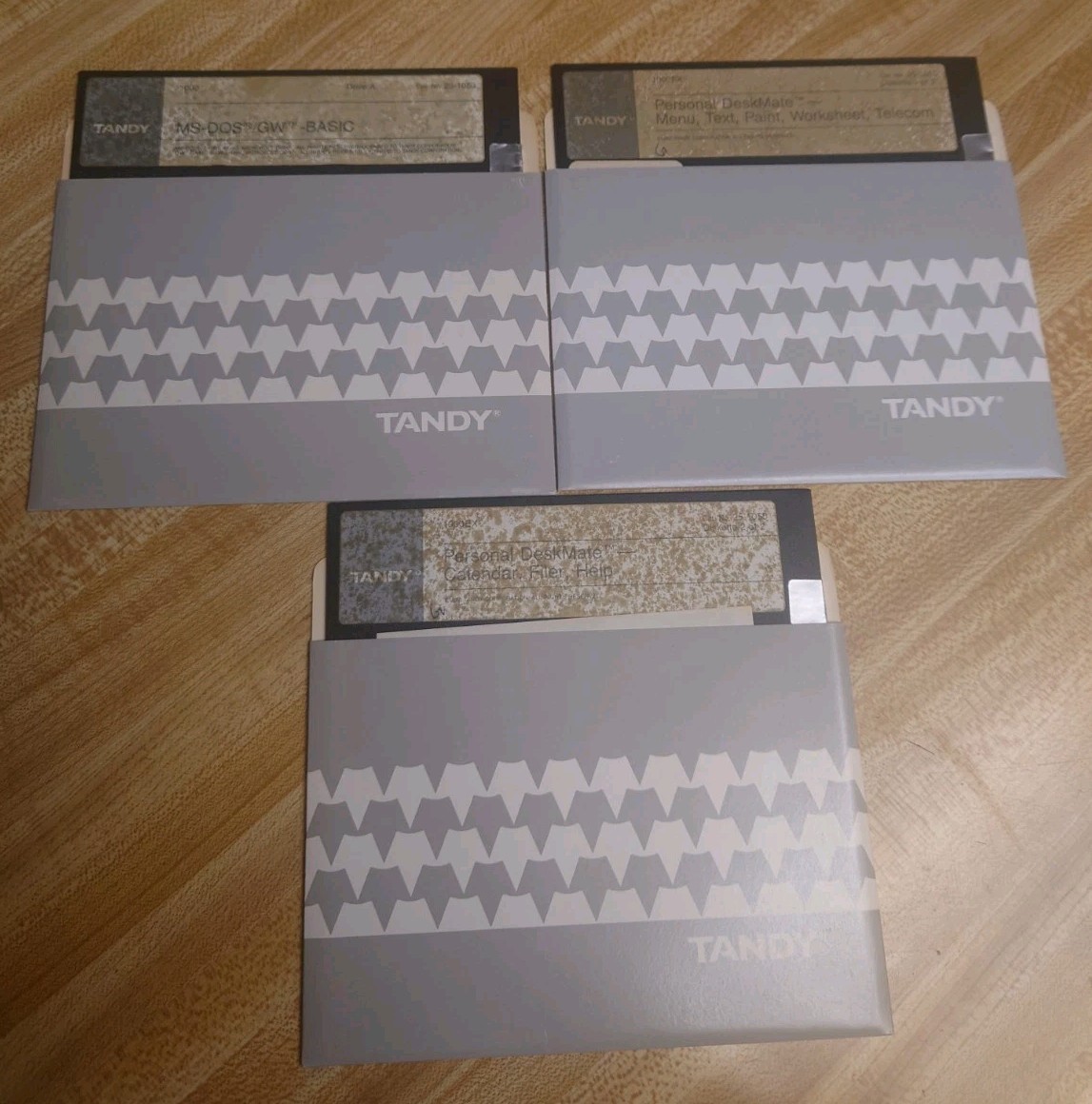 LOT OF 3 TANDY COMPUTER 5.25" FLOPPY DISKS MS-DOS BASIC & PERSONAL DESKMATE 1&2