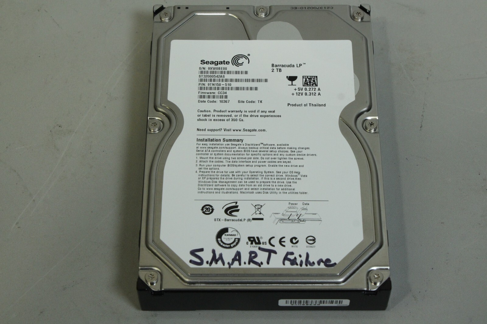 Seagate 9TN158-301 2TB 5900 RPM SATA 3.5" HDD ST32000542AS