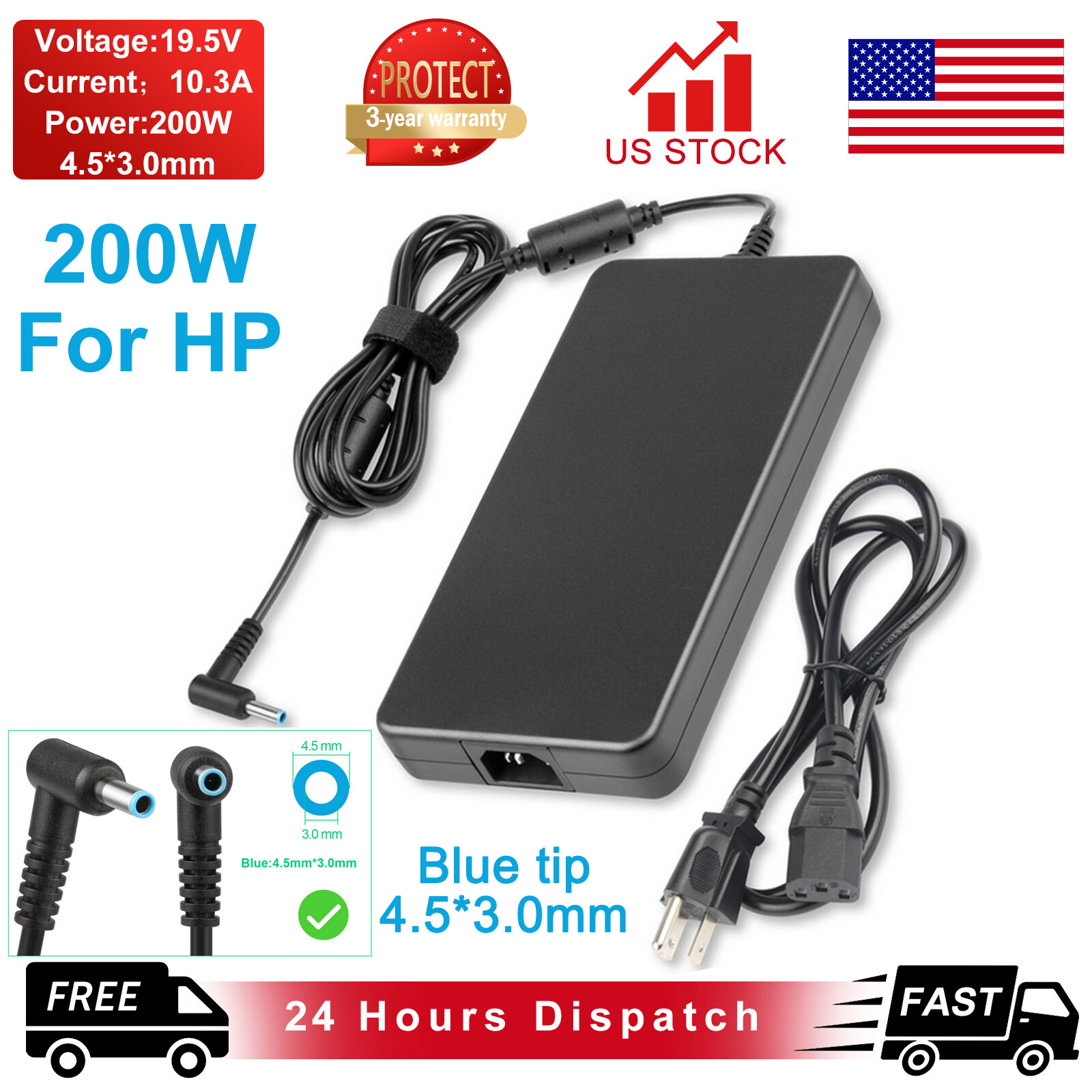 BRAND NEW For HP ZBOOK 17 G5 G6 Pavillion AC Adapter Charger L74881-001 200W US