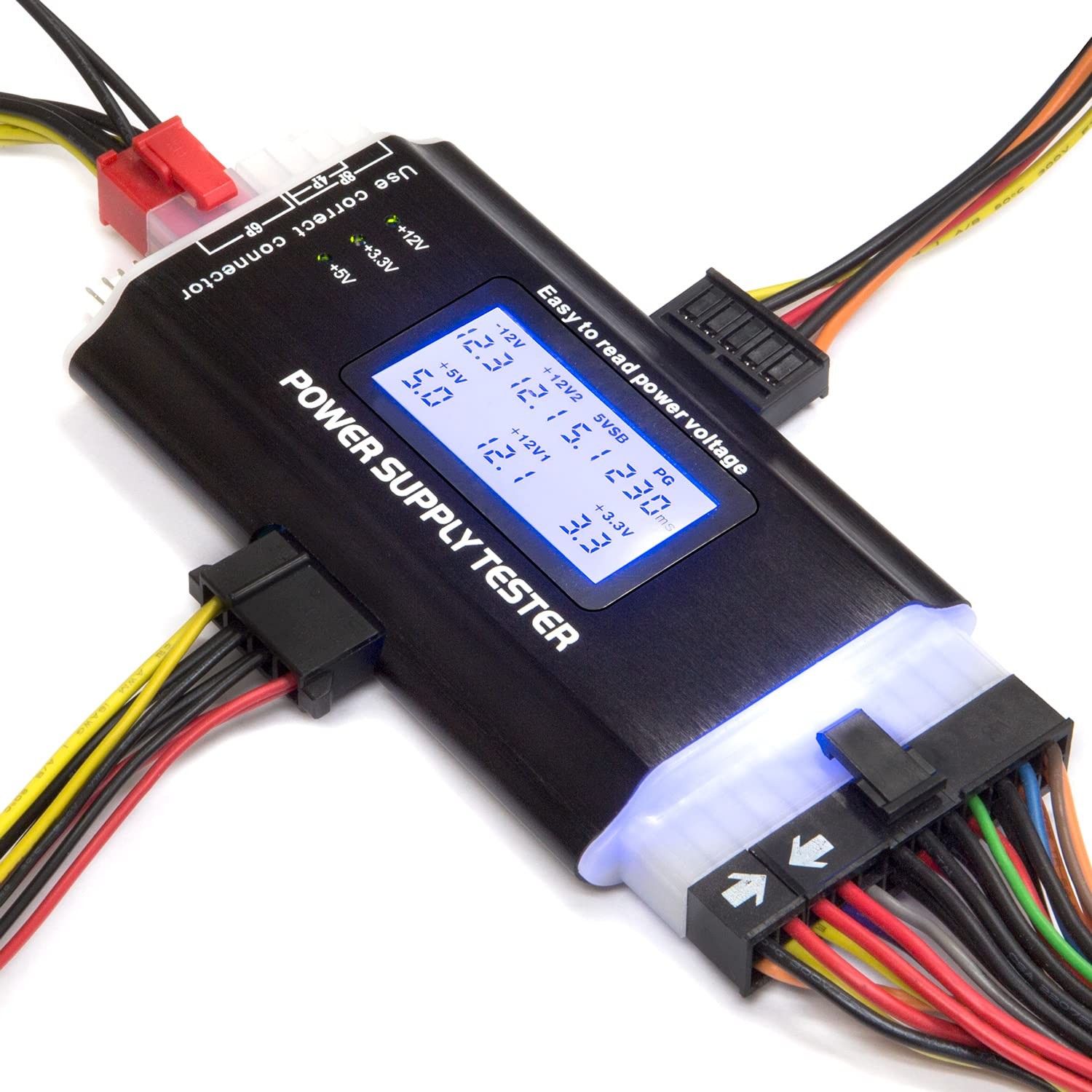 PC Computer Power Supply Tester, Digital LCD Screen, ATX/ITX/IDE/HDD/SATA/BYI (K