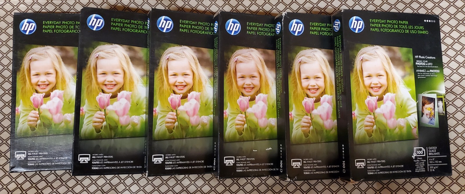 HP Genuine Everyday Photo Paper Lot Of Six 100 Sheets 4x6 Glossy Sealed