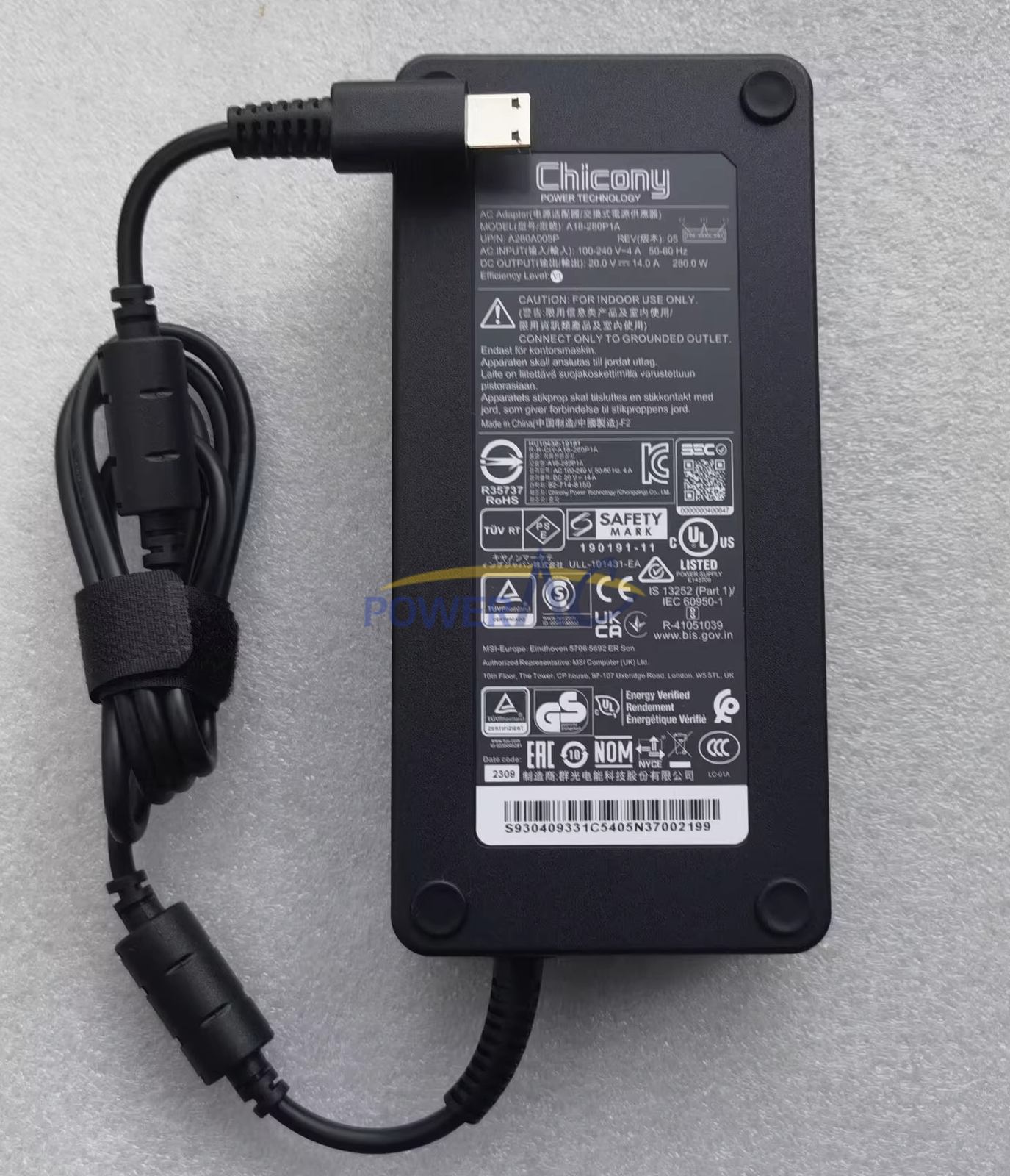 OEM 20V 14A 280W Original MSI Stealth 18 HX AI A2XWIG-036US AC Adapter Charger