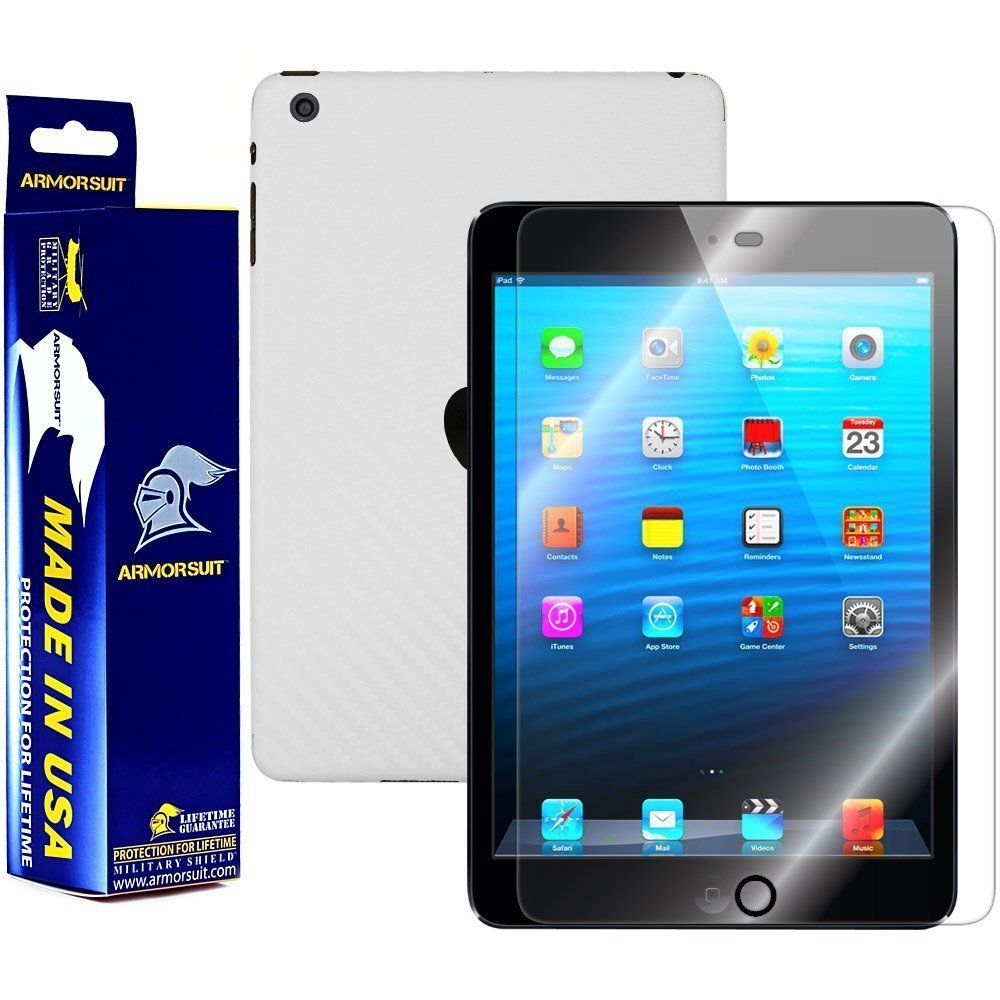 ArmorSuit Apple iPad 4 (4G LTE) Screen Protector + White Carbon Fiber Skin USA