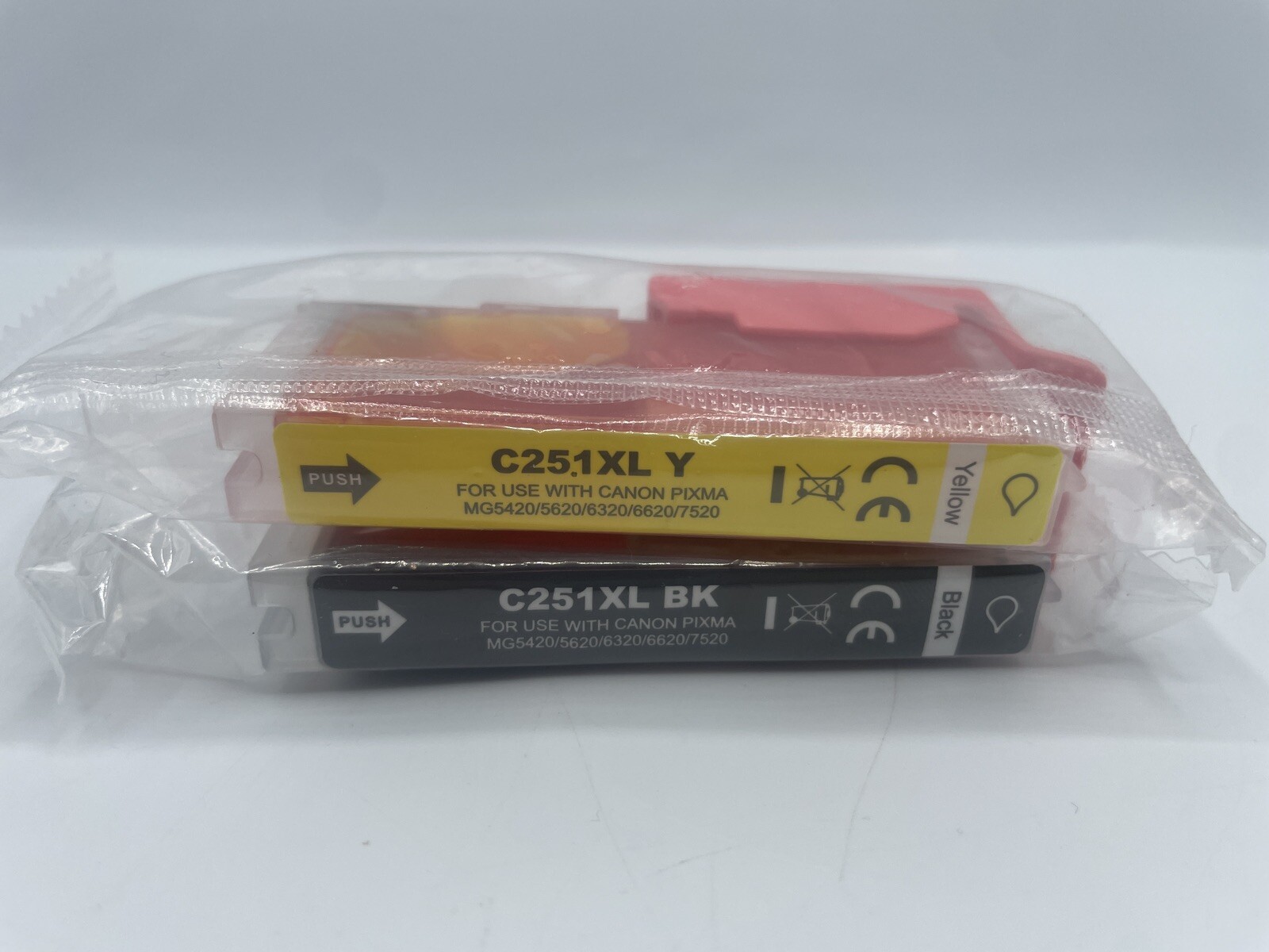 Printer Ink C251XL Yellow Black For Canon Pixma Lot Of 2