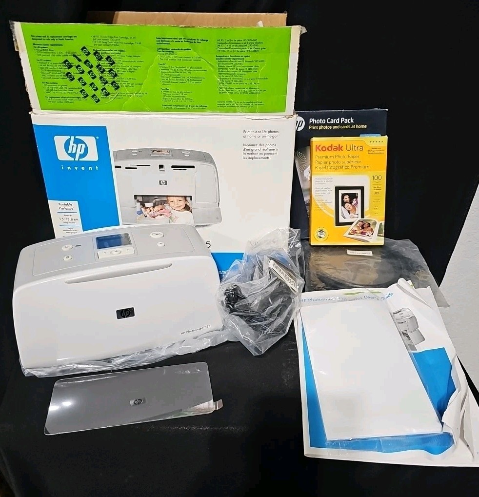 HP Photosmart 325 Digital Photo Inkjet Printer Open Box T1