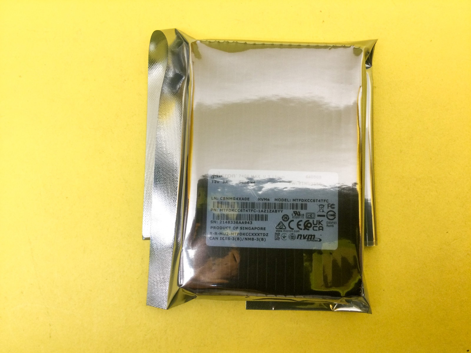 Micron 7400 MAX 6.4TB PCIe Gen 4x4 NVME U.3 15mm 2.5" SSD MTFDKCC6T4TFC New