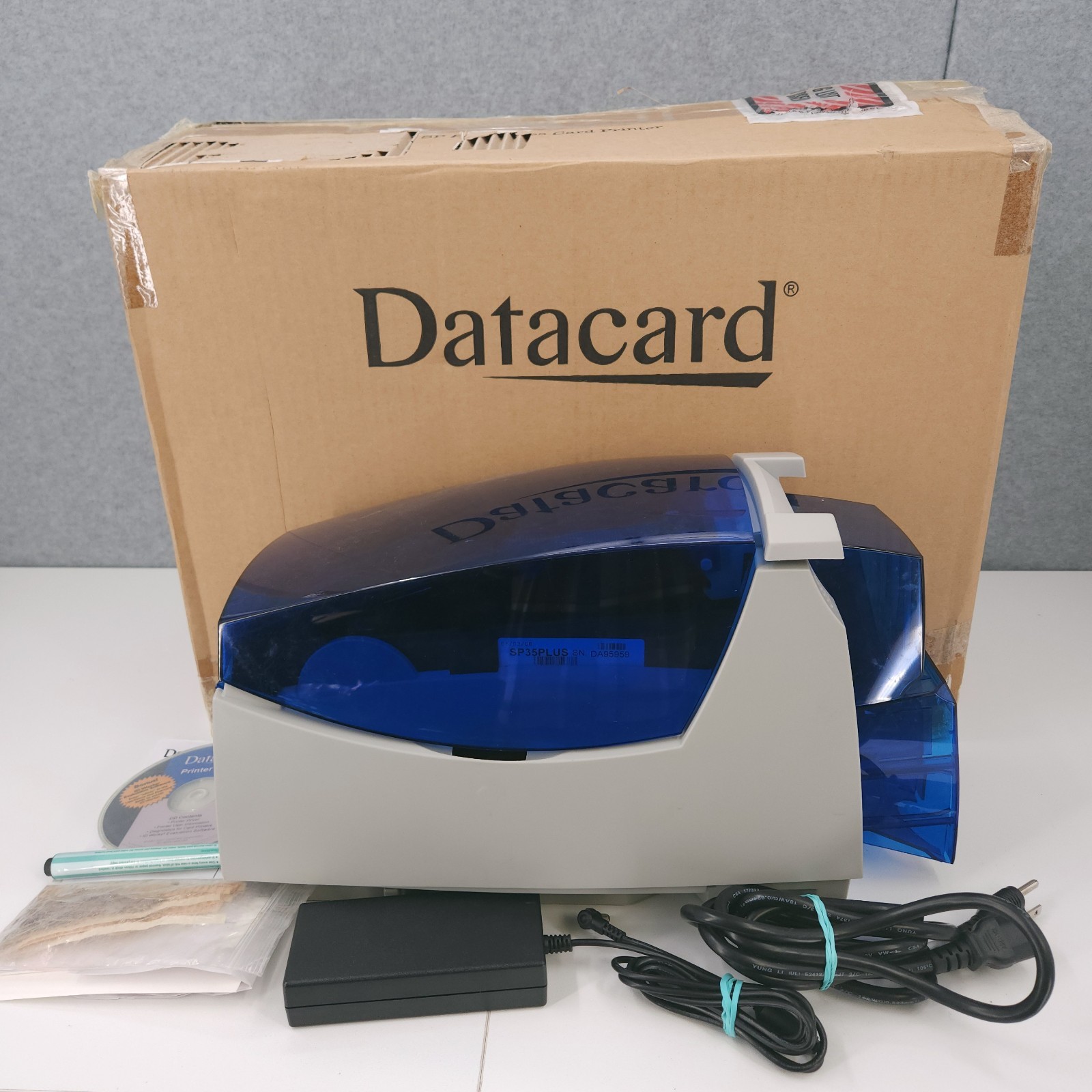 Datacard SP35 Plus Monochrome Color ID Card Printer Power Adapter & USB Cable