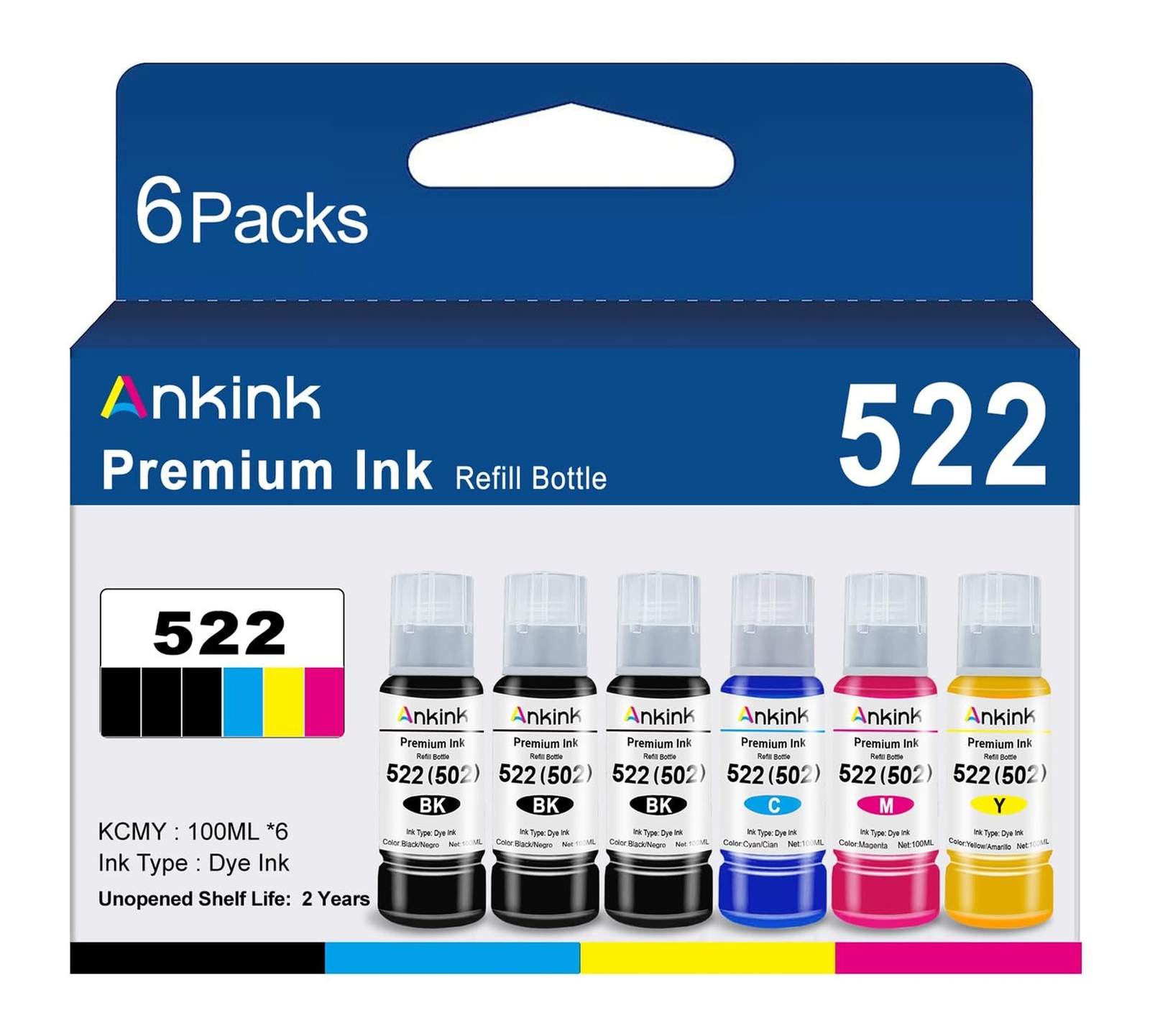 Ankink T522 522 High Capacity Refill Ink Bottle 20.3 fl oz Replacement for Ep...