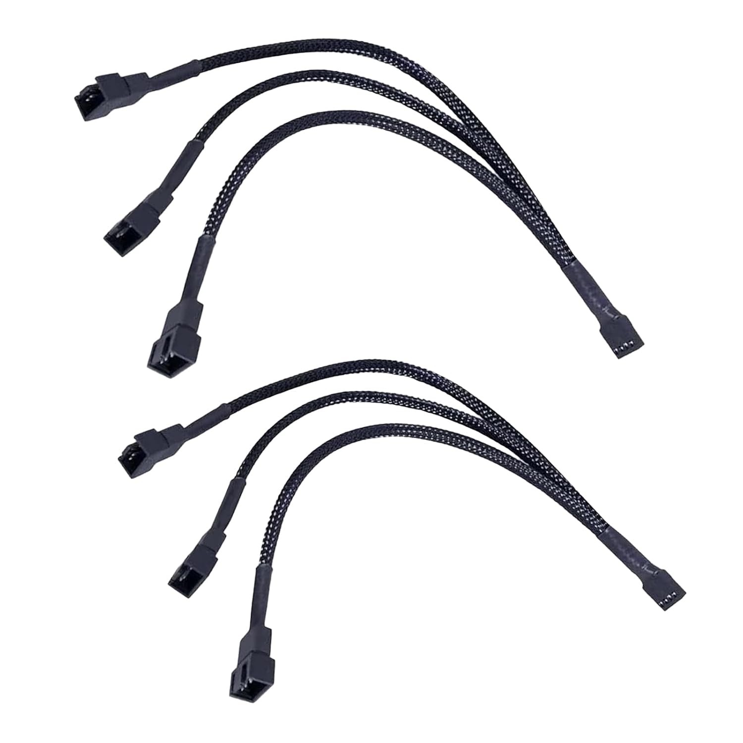 2 Pack 3 Way 4 Pin PWM Fan Splitter Cable 12in PC Fan 1 to 3 Converter