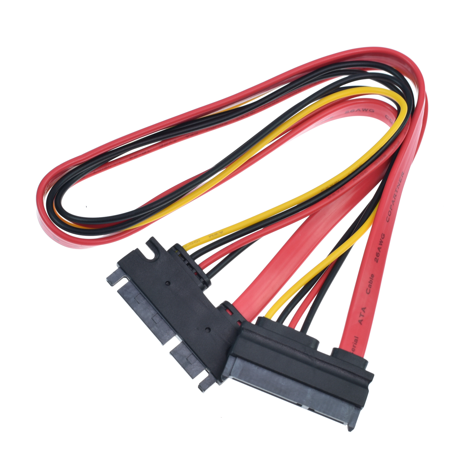 15+7 Pin SATA HDD Extension Cable Data & Power Male to Female, 19" / 50cm
