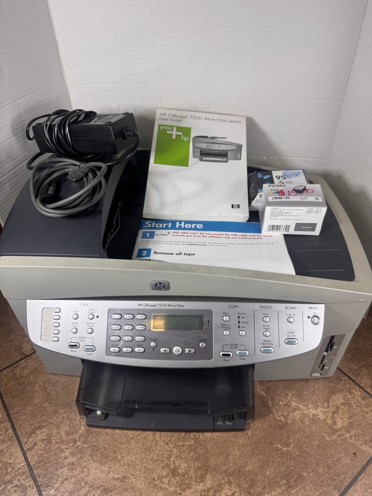 HP OfficeJet 7210 All-In-One Inkjet Printer W/new Ink & Instructions