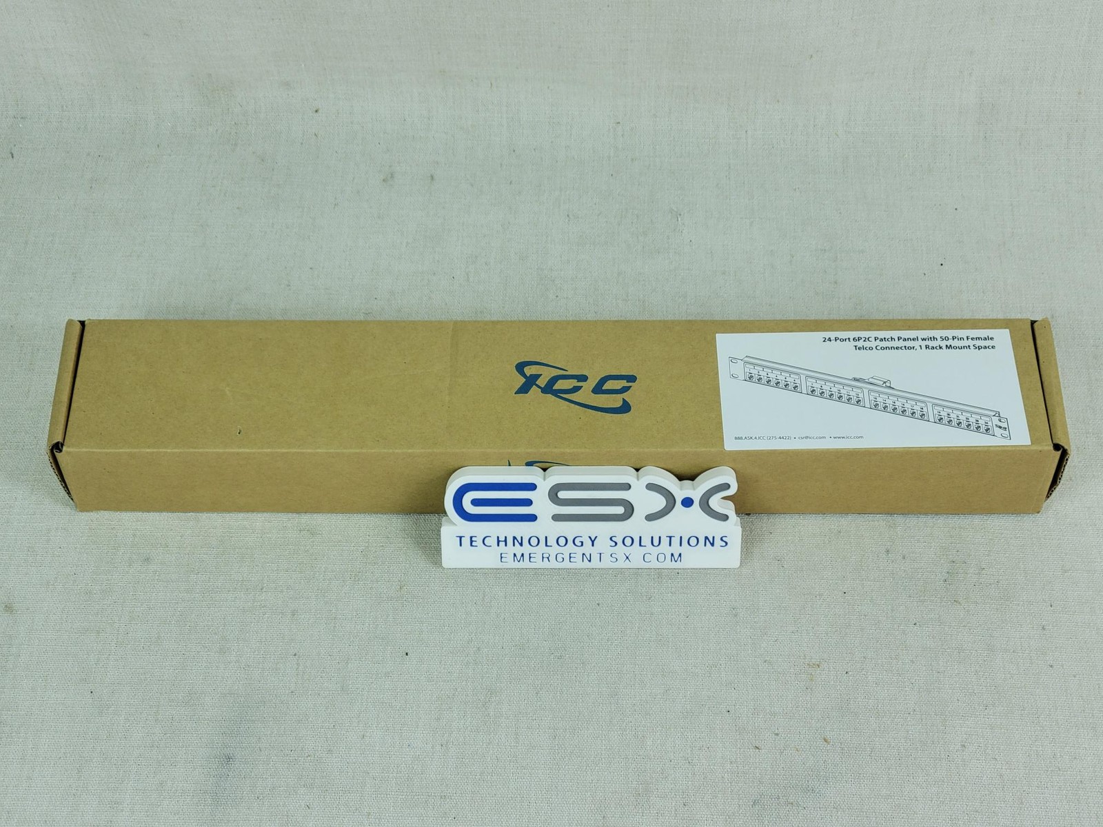 In Factory Box - ICC Patch Panel, F/Telco, 6P2C, 24-Port, 1RM - ICMPPTF242
